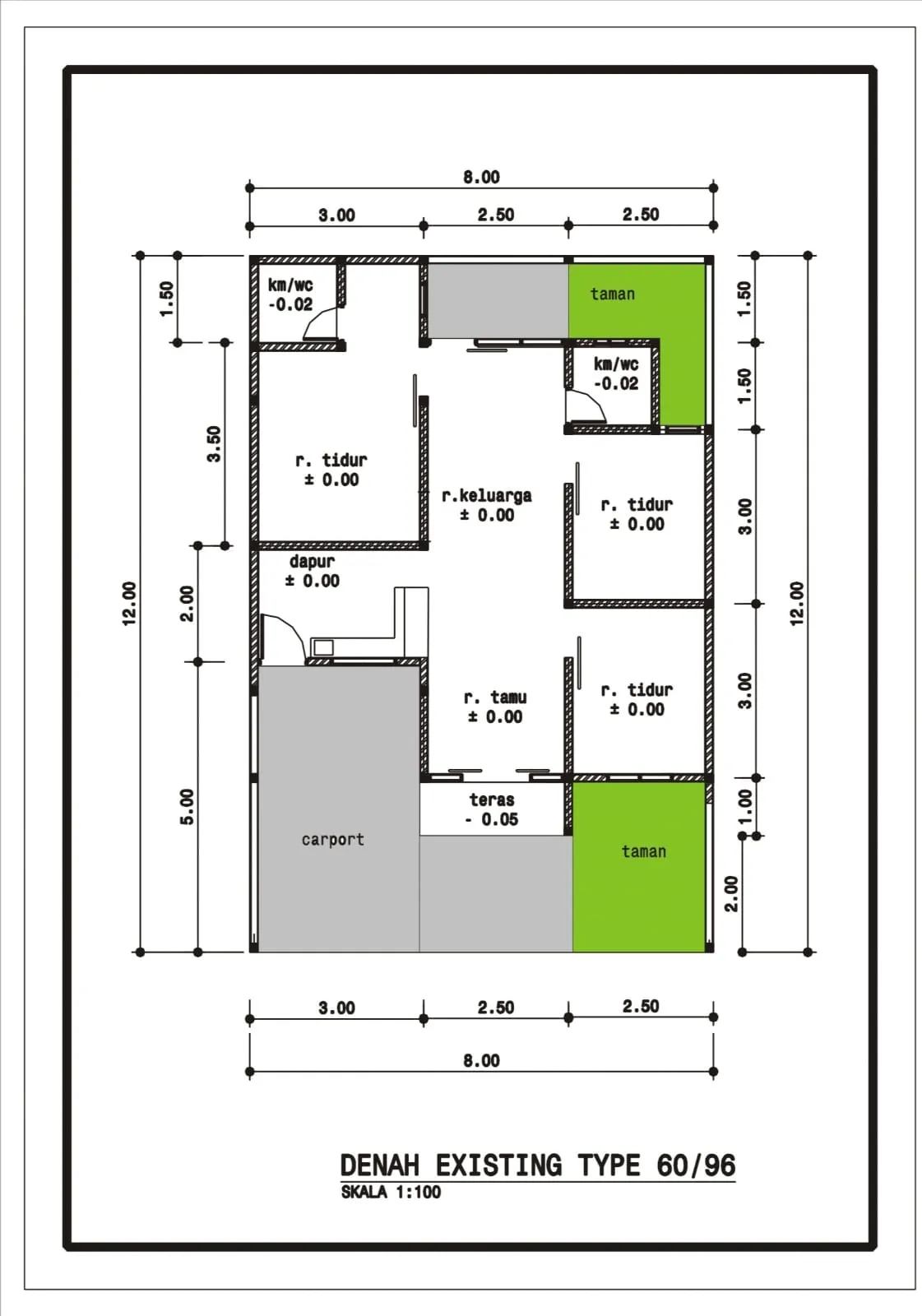 Denah rumah type 60/96